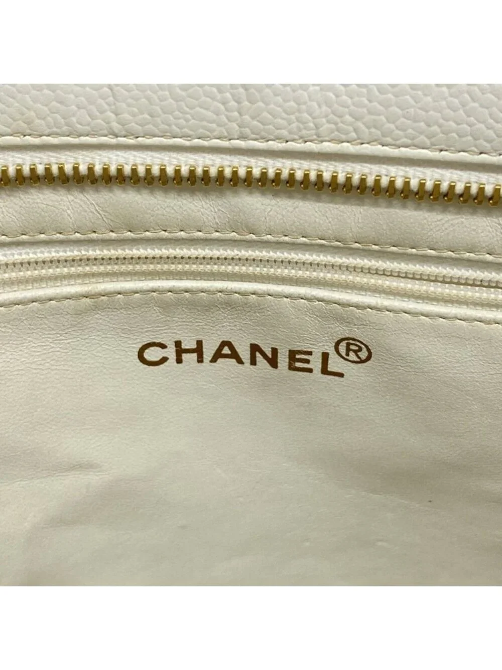 Chanel Tote Reissue Caviar Leather White Gold